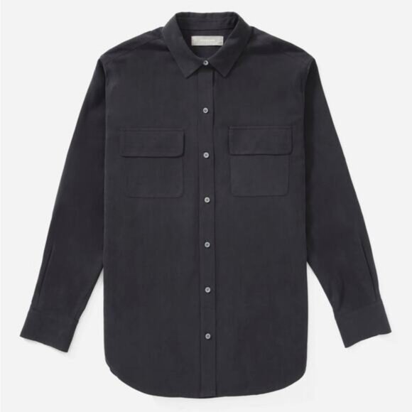 Everlane The Washable Silk Relaxed Shirt Button Down Black Blouse NWT Size 0 - Picture 9 of 9